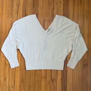 Express V-Neck Sweater in Soft Cream